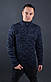 Чоловічий теплий светр із коміром на блискавці темно-синій Туреччина 7075, фото 4