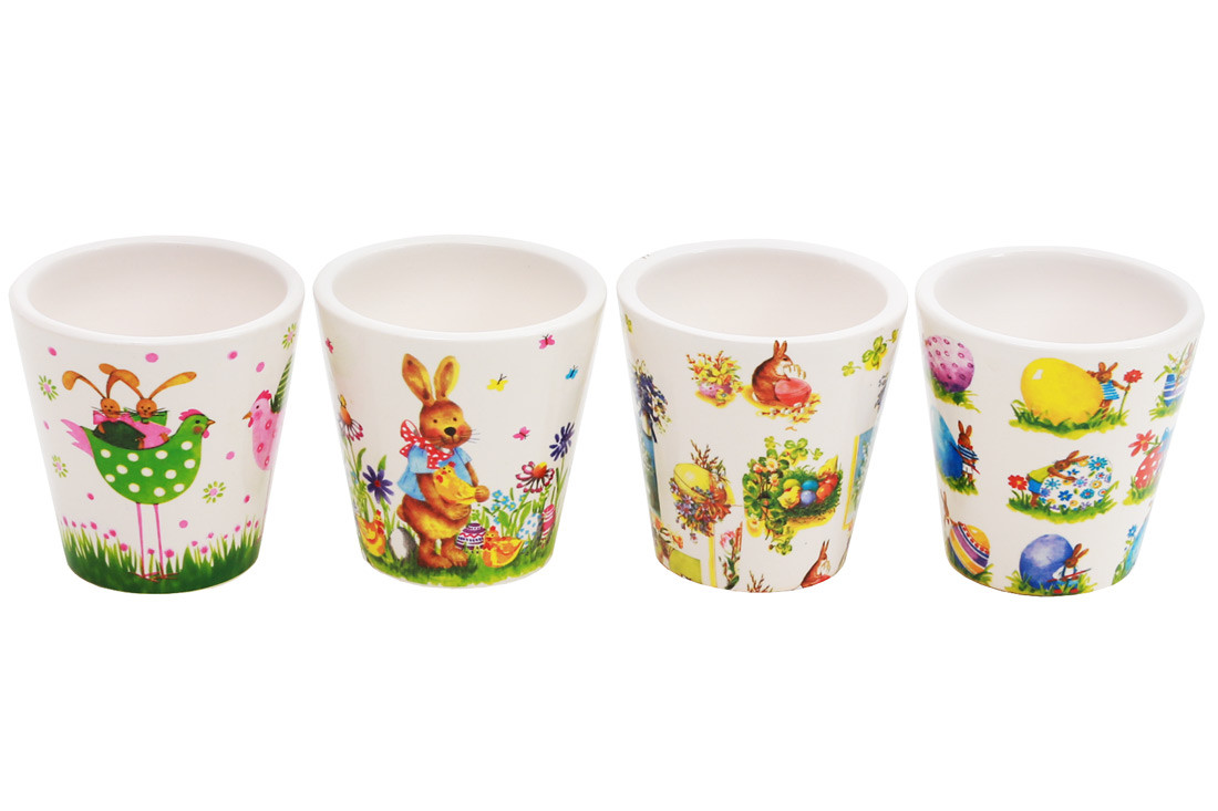 Міні кашпо Великодні мотиви 7см, 4 дизайни - 6 шт УПАКОВКА ТОВАР ВІД ВИРОБНИКА