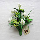 Брошка з квітами ручної роботи з фоамірана "Білі Проліски", фото 3