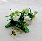 Брошка з квітами ручної роботи з фоамірана "Білі Проліски", фото 4