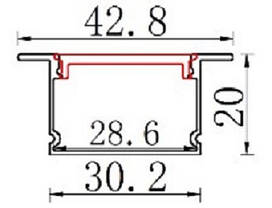Чорний врізний профіль для світлодіодної стрічки з матовим розсіювачем ЛПВ-20АВ (за 1 м) Код.59784, фото 3