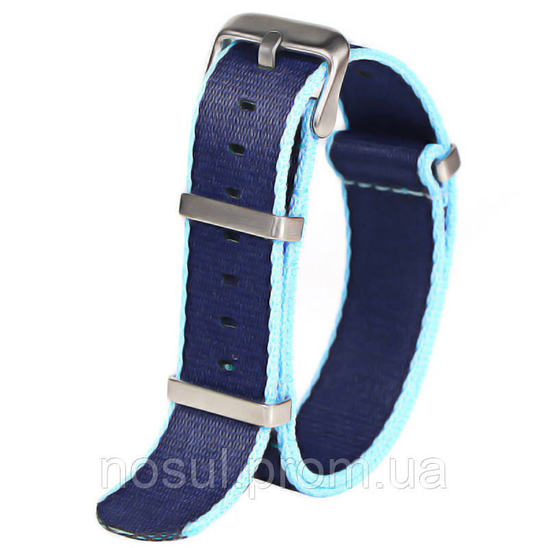 NATO Zulu ремешок для часов Casio G-Shock #10 (синий цвет с голубой строчкой) нейлон + держатели Nylon Canvas - фото 2 - id-p1297536859