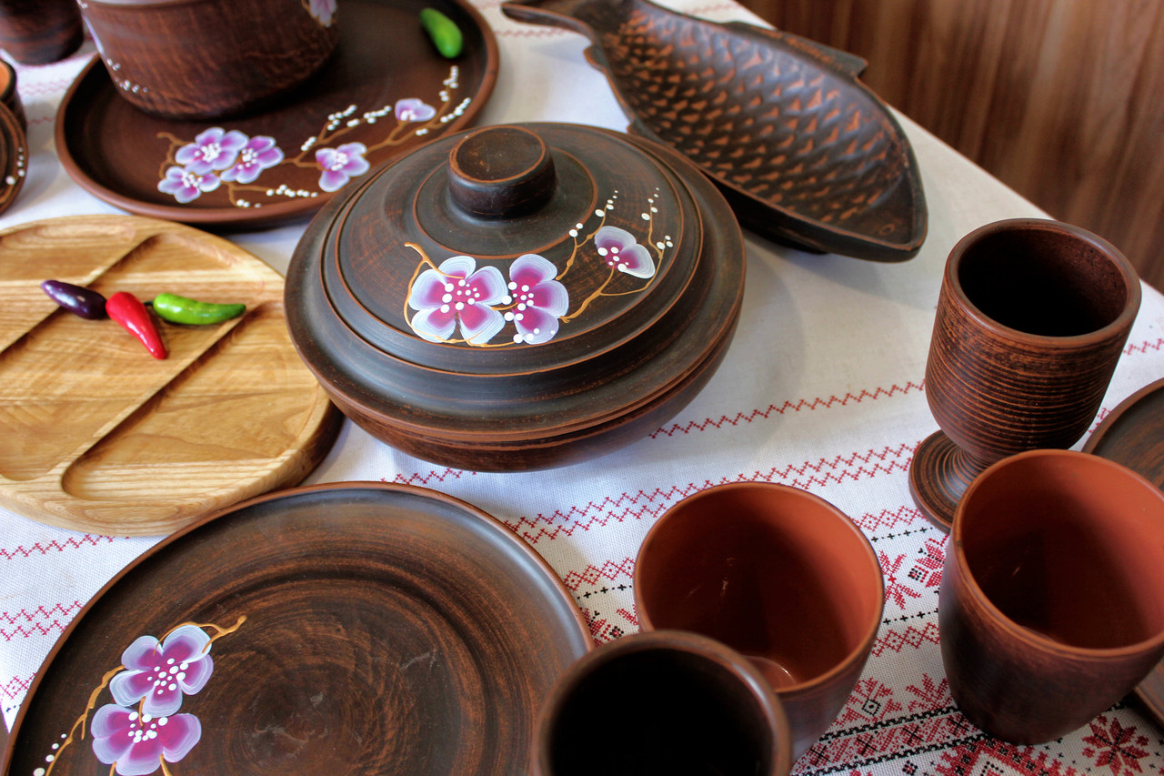 Набор глиняной посуды Керамклуб Для семейного ужина на 4 персоны Сакура ...