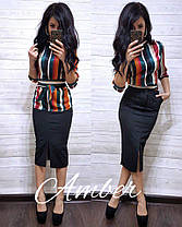 Костюмчик блуза в смужку та спідниця з розрізом, фото 3