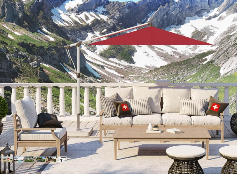 Вулична сонцезахисна парасолька для дому на бічній нозі Sunwing (Швейцарія) готелю, тераси, ресторану