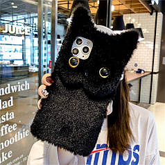 Чохол плюшевий для Apple iPhone 11 Pro Max Alitek Чорний Кіт