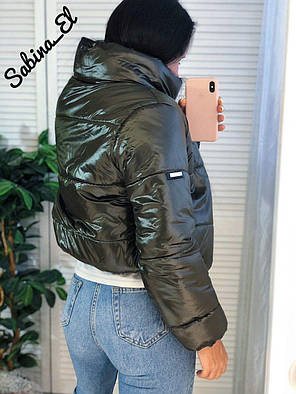 Стильна коротка дута жіноча куртка з плащової тканини, фото 2