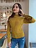 Жіночий теплий в'язаний светр під горло в смужку, фото 3