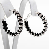 Сережки Кільця Чорне Плетіння 3,5 см