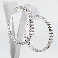 Сережки Стрази Три ряди 5 см