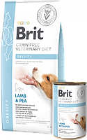 Brit (Брит) лечебный GF VetDiets Dog Obesity для собак контроль веса ягненок индейка горох 2 кг