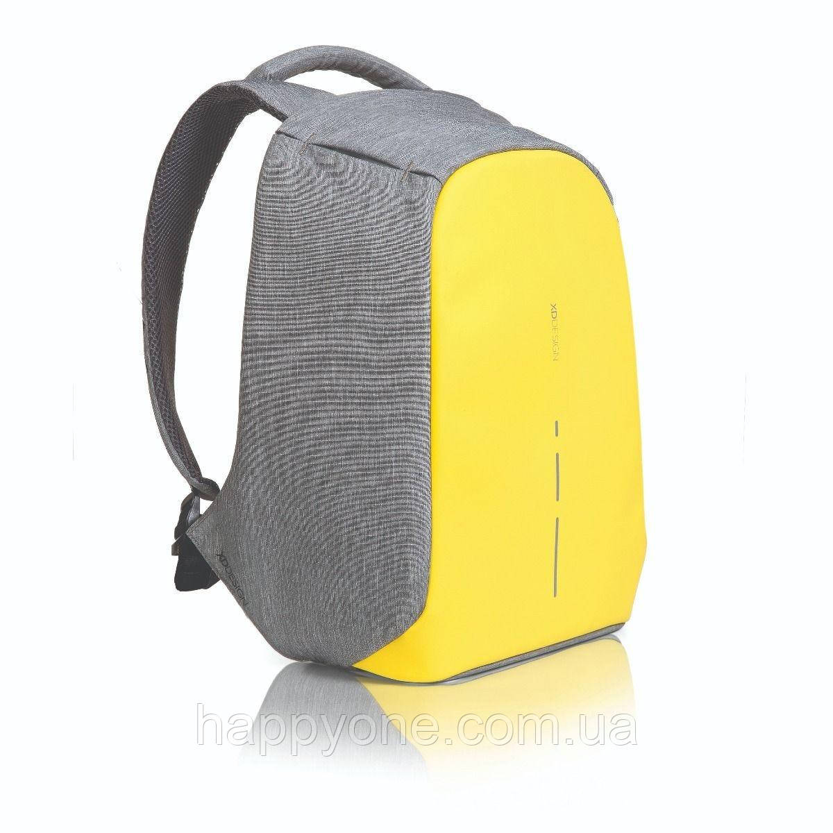 Міський рюкзак-антизлодій XD Design Bobby Compact Primrose Yellow (сірий-жовтий), фото 1