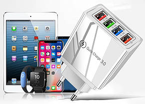 Зарядний пристрій Alitek Classic 4 Port USB: QС3.0 + 3x3.1A White, фото 4