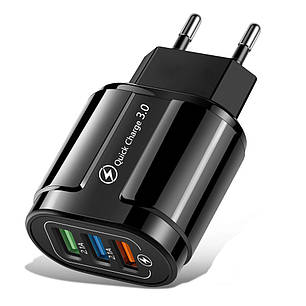 Зарядний пристрій Alitek 3 USB: Quick Charge 3.0 + 2x2.1A Black, фото 1