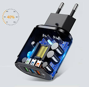 Зарядний пристрій Alitek 3 USB: Quick Charge 3.0 + 2x2.1A Black, фото 4