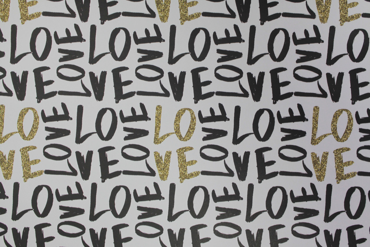 Папір для пакування подарунків з написом Love 1 лист розміром 85 см на 80 см, фото 1