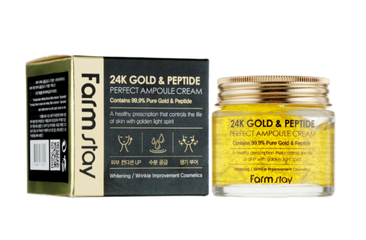 Ампульний крем з золотом і пептидами FarmStay 24K Gold & Peptide Perfect Ampoule Cream, 80 мл