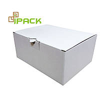 Коробка картонна самозбірна 300х250х120 мм біла мікрогофрокартон