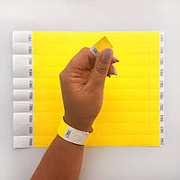 Бумажные контрольные браслеты на руку одноразовый браслет для контроля Tyvek Желтый