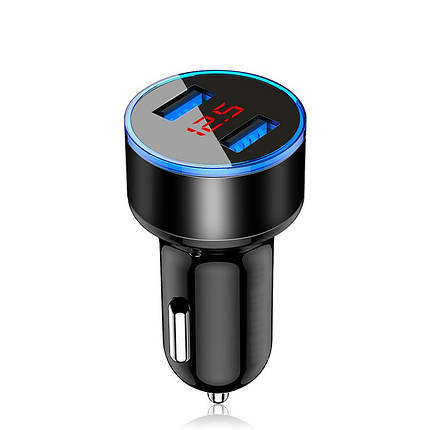 Автомобільний зарядний пристрій з LED дисплеєм Alitek 2 USB Port 3.1 A Black, фото 2