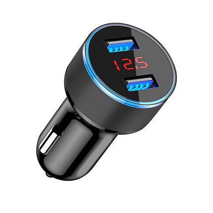 Автомобільний зарядний пристрій з LED дисплеєм Alitek 2 USB Port 3.1 A Black, фото 2