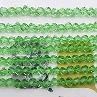 Кришталева намистина, "кристал", світло-зелена, 6 мм