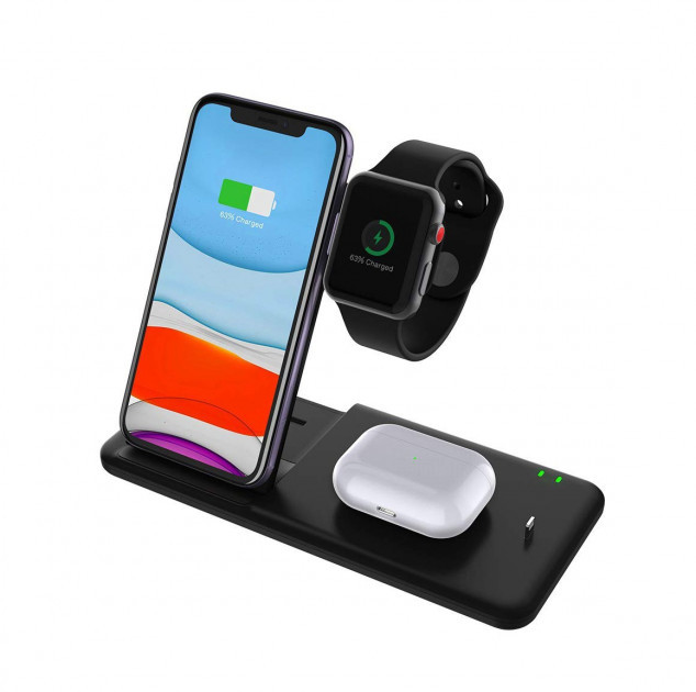 Бездротова док-станція Wireless Station 4в1 для iPhone/Samsung/Apple Watch/AirPods