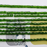 Кришталева намистина "склярус", темно зелена, 2х4 мм, 100 намистин
