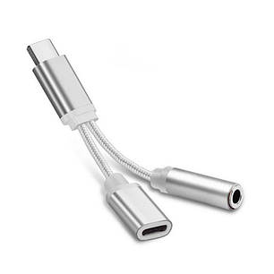 Кабель перехідник Alitek USB Type-C (M) — 3.5 мм + USB Type-C (F) Silver, фото 1