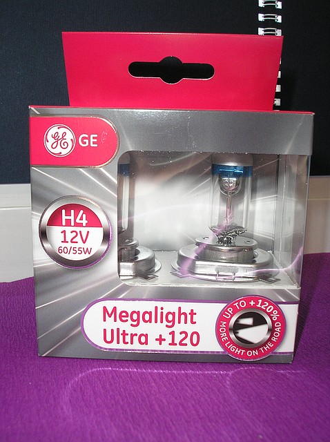 Megalight Ultra Н4+120% General Electric- на 120% більше світла (Угорщина) (ціна за дві лампи)