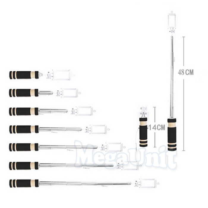 Кишеньковий Монопод для селфі з кнопкою, провід. Для iPhone і Android (палиця для селфи) 14см міні - фото 5 - id-p183882267