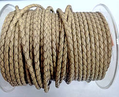 Шкіра кругла плетена темно-бежева 3 мм