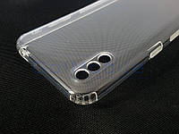 Чехол для Samsung A01 (A015) Silicone case прозрачный с заглушками + защита камеры тех.уп.