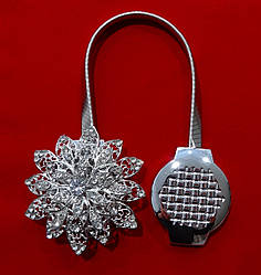 Магніт підхоплення для штор 7,5 см срібло зі стразами (1 шт)