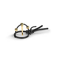 Утяжка для пениса Mystim Plunging Pete, позолоченная, с двумя кулькаами и коротким уретральным зондом