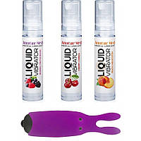 Набор из 3-х вкусов стимулирующего лубриканта Amoreane Med (3х10мл) и Вібропули Adrien Lastic Purple