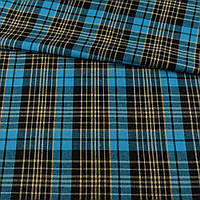 Фланель сорочкова бірюзова в чорно-бежеву клітку, ш.145