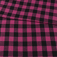 Фланель сорочкова малинова в чорну клітинку, ш.145