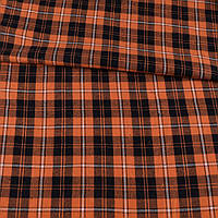 Фланель сорочкова помаранчева в чорно-білу клітинку, ш.150