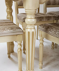 Стіл обідній розкладний в класичному стилі Венеція Мікс меблі, колір слонова кістка + патина, фото 4