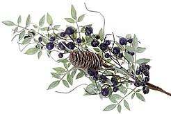 Декоративна гілка з темно-синіми ягодами, 64см