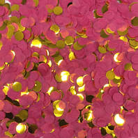 Конфетти кружочки розовые + золотистые - 10г, размер одного кружка около 1см, бумага