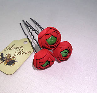 Шпильки для волосся з квітами ручної роботи "Ранункулюс Червоний"