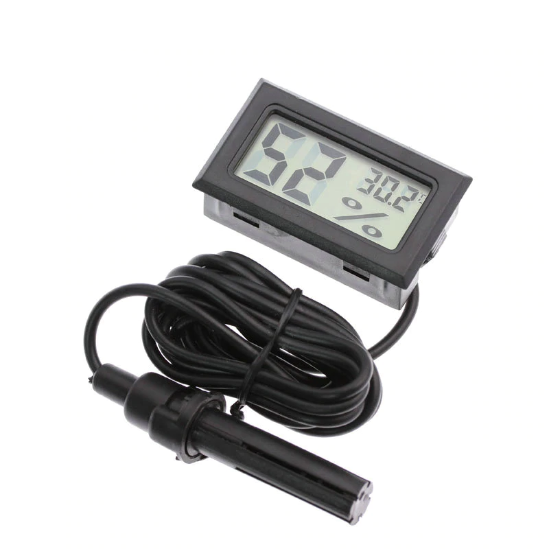 Цифровий термометр і вологомір — 50~70 °C з виносним датчиком (автономний із батарейками)