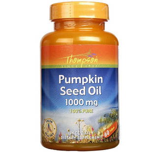 Thompson Pumpkin Seed Oil для здоров'я простати, олія гарбузового насіння, 60 желатинових капсул на 20 днів. До 04/2026