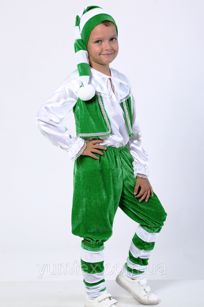 Карнавальний костюм зелений ГНОМ із велюру, прокат 200 грн