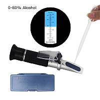 Рефрактометр спиртометр для спирта, дистилята диапазон 0-80% Alcohol (0-80% спирта) в защитной коробке