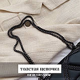 Жіноча класична сумка крос-боді на товстій ланцюжку із заклепками на три відділи чорна, фото 10