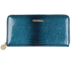 Жіночий гаманець із натуральної шкіри під рептилію Cossroll блакитний код 104-2