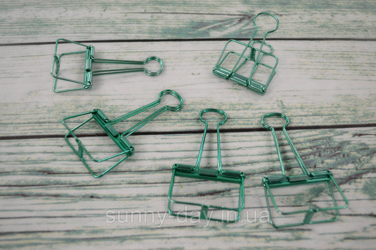 Біндер металевий 10х5х2см колір - бірюзовий, фото 1